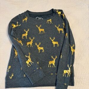 Chaser Gold Foil Reindeer Sweatshirt, XS